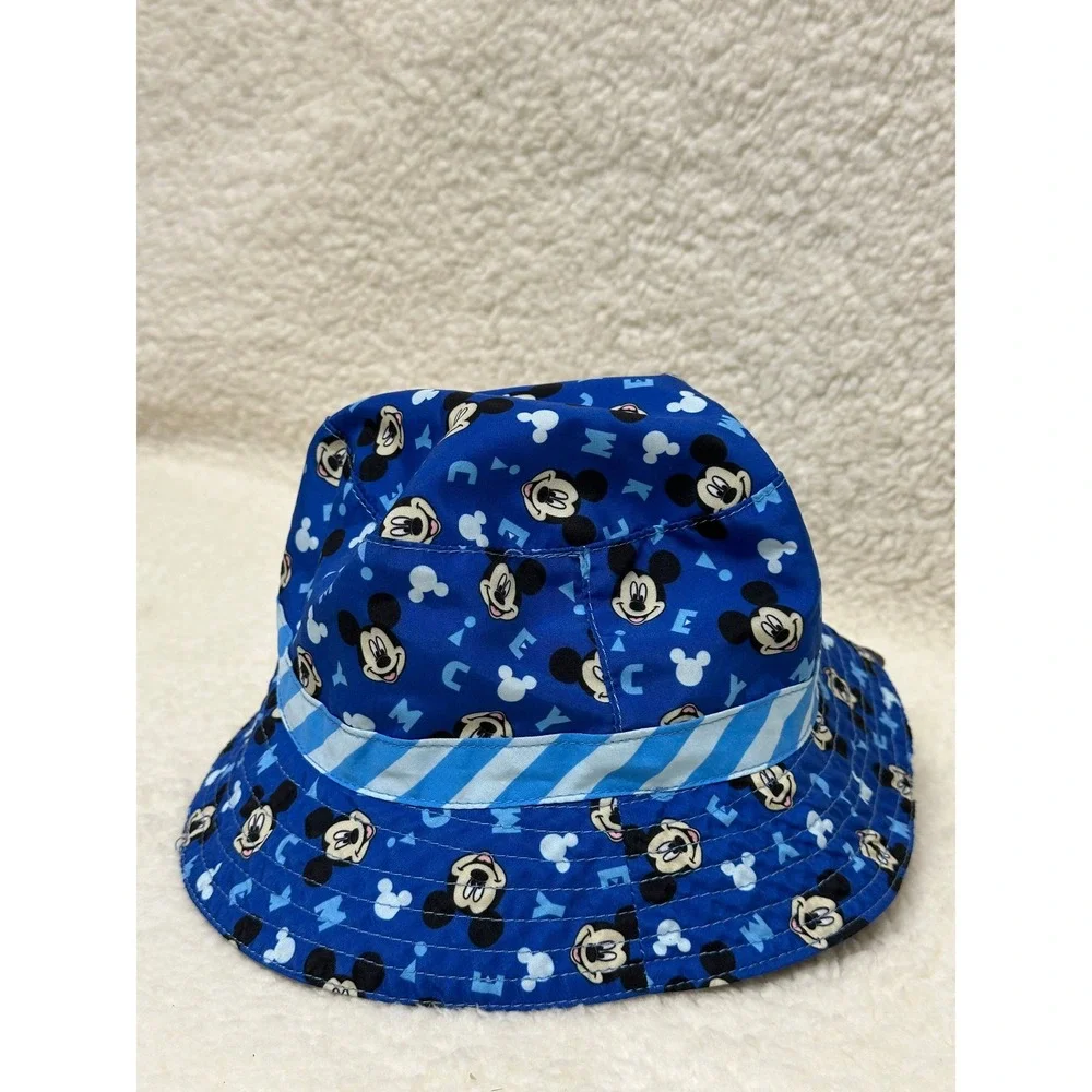Disney Baby Bucket Hat Blue Mickey Mouse All Over Print 0-12M‎ Mesh Lined